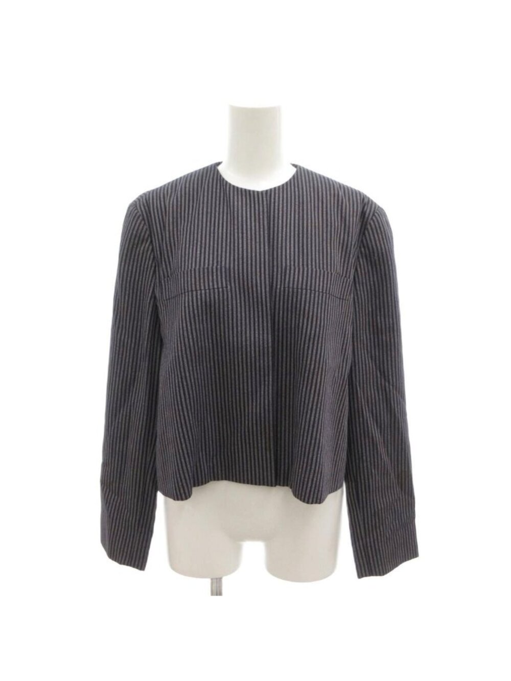 Dior Vintage Color Jacket 9 Navy Open Front Fully Lined Striped Pattern SJ